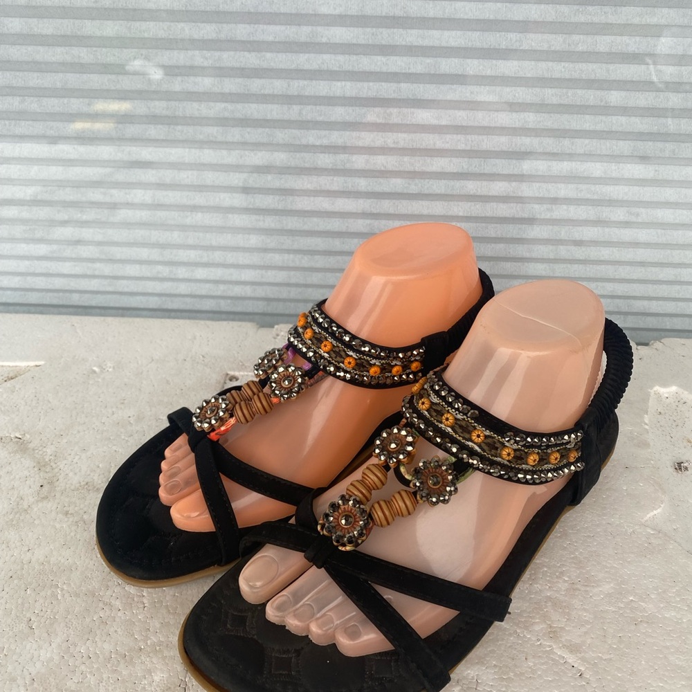 Alicegana Dressy Womens Embellished Rhinestones Summer Sandals Size 9